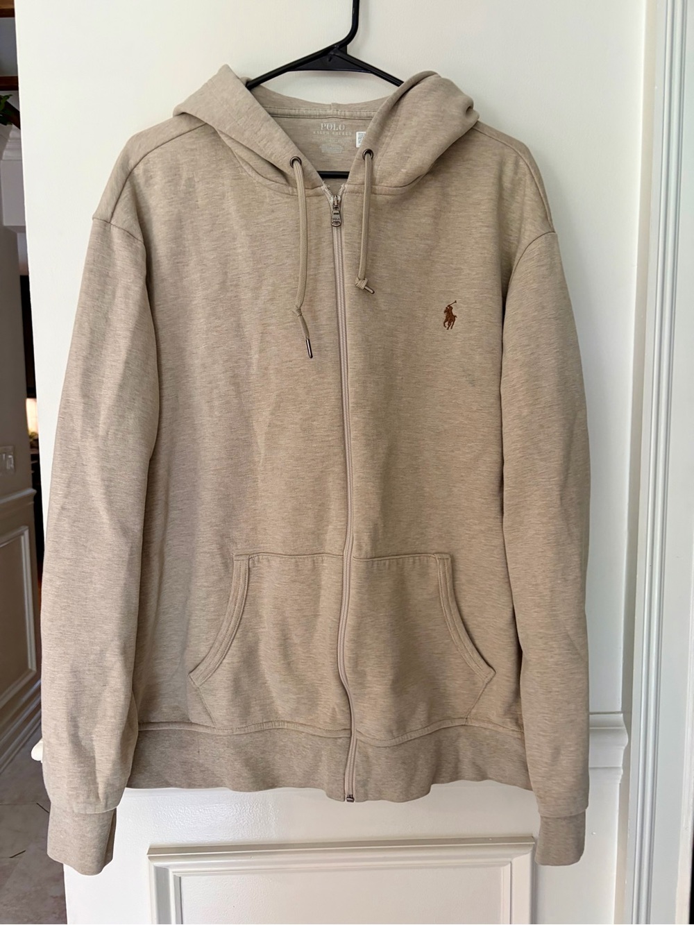 Polo Ralph Lauren Tan Full Zip Hoodie Pony Logo Sweatshirt XXL